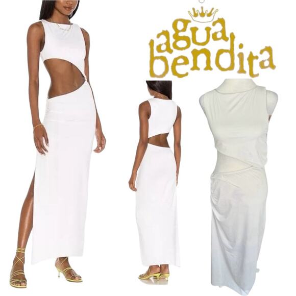 Agua Bendita Maxi Dress Sexy Stretchy Bridal Honeymoon Engagement Asymmetrical L - Picture 15 of 16